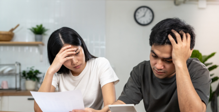 Man and woman stressed