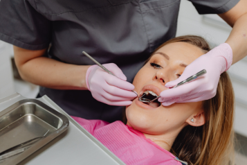 A female patient having dental treatment